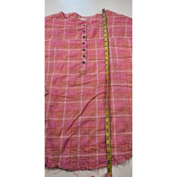 Beach Lunch lounge sz XL guaze crinkle button up long sleeve orange raglan top - Picture 7 of 7